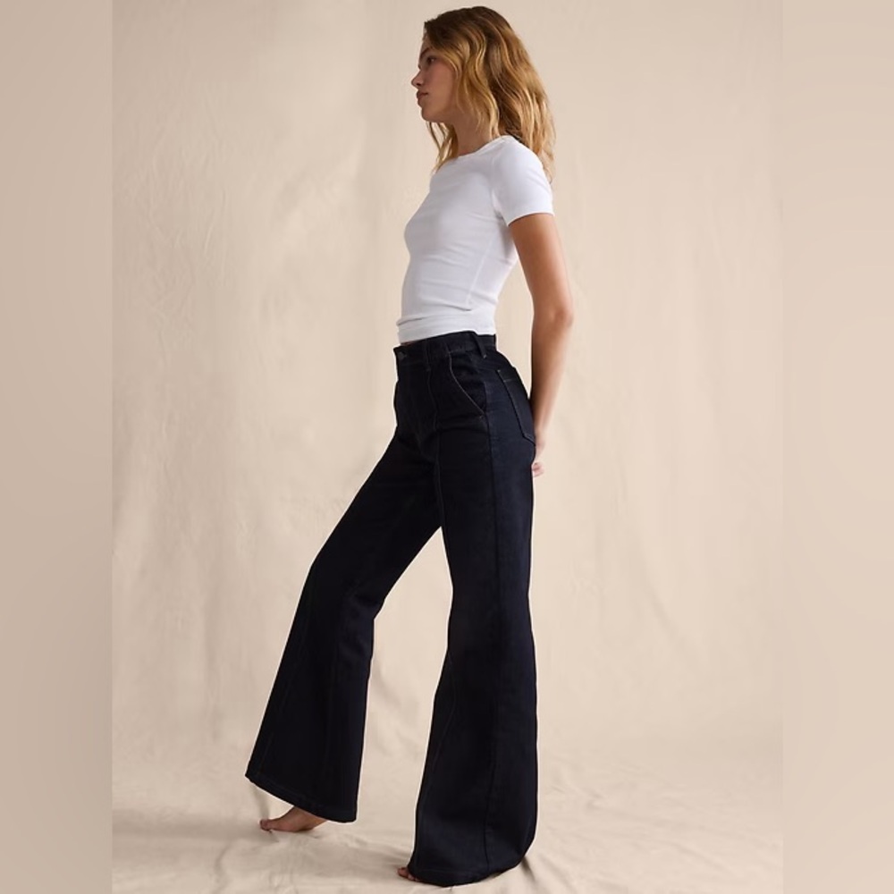 Banana Republic Dark Blue High-Rise Wide-Leg Jeans - Picture 4 of 6